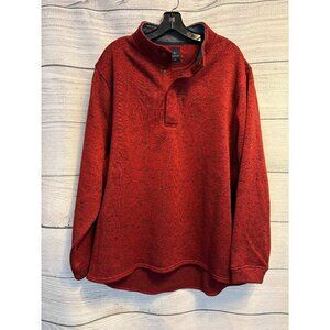 Tailorbyrd Collection Red Heathered Pullover Sweater With Button Collar XXL